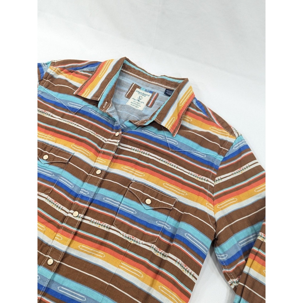Panhandle Shirt Womens L Multicolor Aztec Rough Stock Pearl snap Western